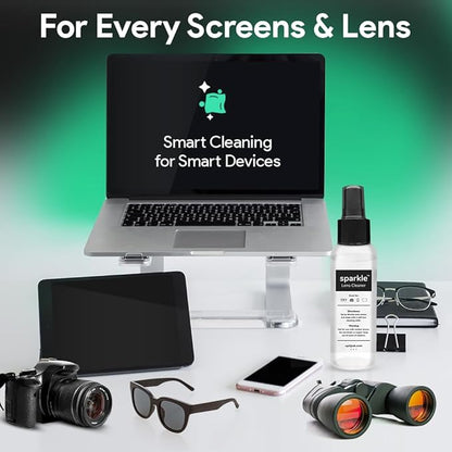 Sparkle Anti-Reflective Lens Cleaner Spray kit | (1) 1oz Glasses Cleaner Spray + (1) Microfiber Cloth for Eyeglasses, Sunglasses, Lenses, Screens and Camera Cleaning Kit (2 Piece Set)