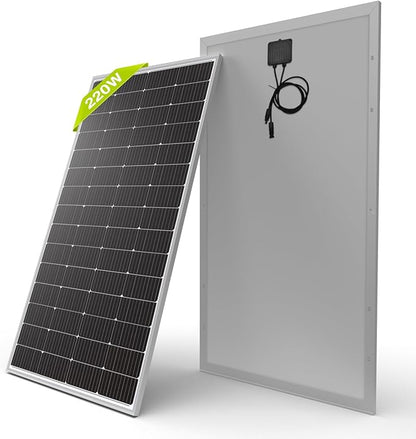 Newpowa 220W Monocrystalline Solar Panel 10BB Cell Solar Panel 220 Watt 12V High Efficiency Mono Module RV Marine Boat Off Grid