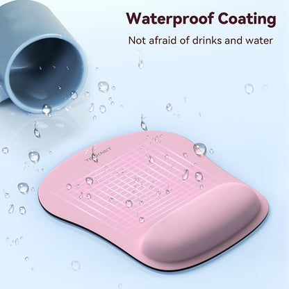 TECKNET 2 Pack Mouse Pad with Wrist Support, Ergonomic Gaming Mouse Pad Pain Relief, Portable Comfortable Mousepad for Computer, Laptop, Office, Home Non-Slip Base, Waterproof Surface - Pink