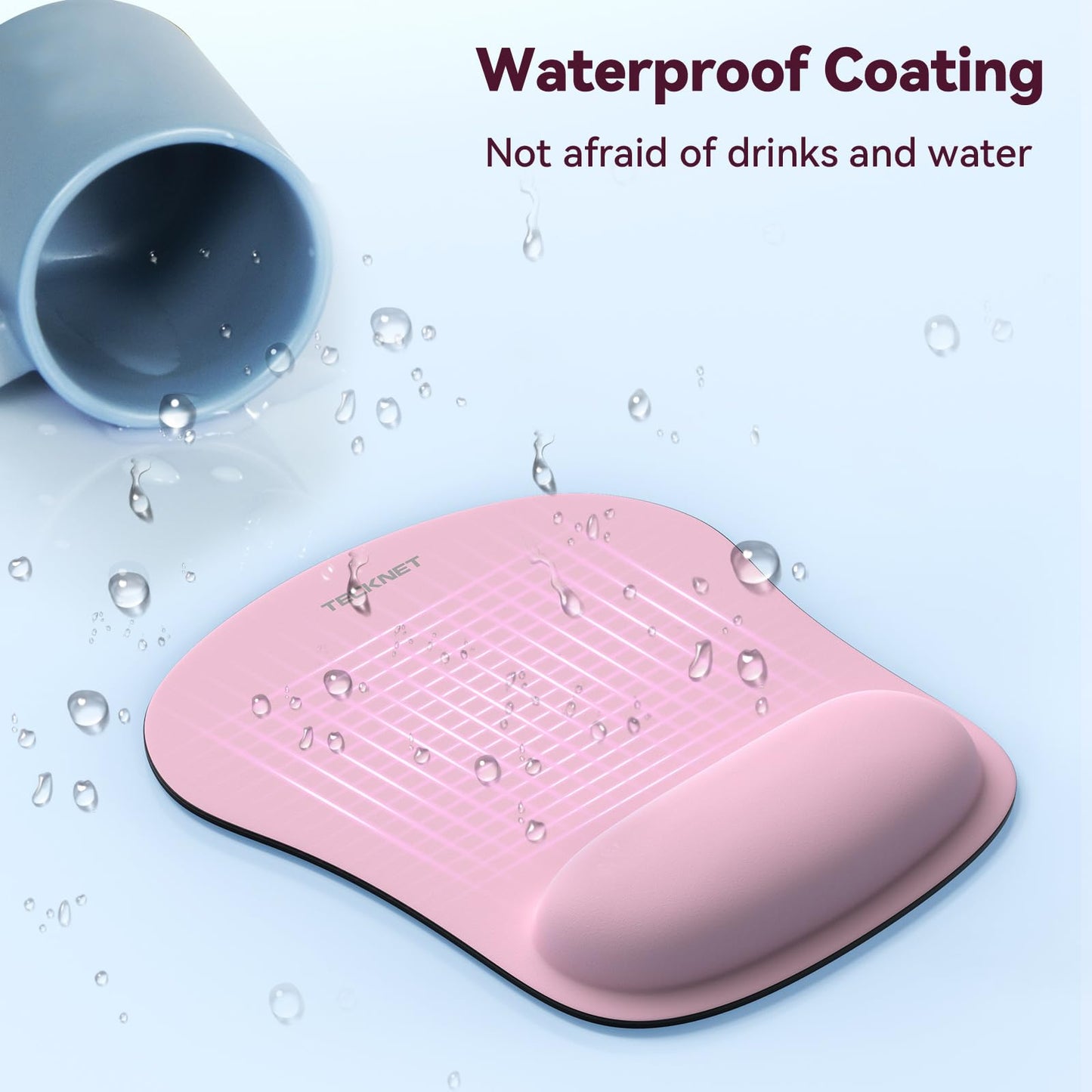 TECKNET 2 Pack Gaming Ergonomic Mouse Pad with Wrist Support Pink
