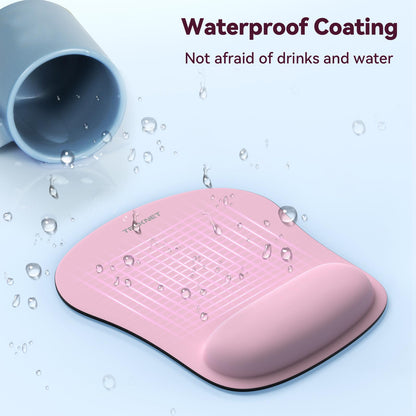 TECKNET 2 Pack Gaming Ergonomic Mouse Pad with Wrist Support Pink