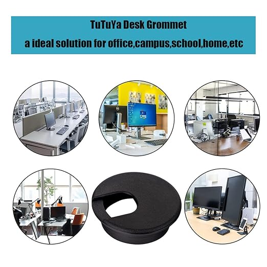 TuTuYa 10PCS Desk Grommet, Desk Grommet 1-3/8 Inch(35mm) Desk Cable Grommet Desk Cable Hole Covers with Hole Saw, Ideal Solution for Office and Home Table Cable (Black,1-3/8 Inch)