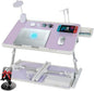 iXTRA Laptop Lap Desk Include Cooling Fan,Adjustable Lap Desk with Light Fan,Folding Laptop Desk for Bed with USB,Bed Desk with Storage Drawer 60x40cm,Purple