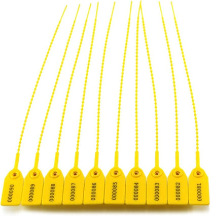 Leadseals(R) 1000 Plastic Tamper Seals, Zip Ties for Fire Extinguishers Pull Tite Security Tags Numbered Disposable Self-Locking Tie 250mm Length (Yellow)