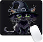 Square Mouse Pad Black Cat with Witch Hat for Halloween-1,Gaming Mouse Pads for Desk,Soft Computer Waterproof Non-Slip Mouse Mat