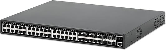 Intellinet 54-Port L2+ Fully Managed PoE+ Gigabit Switch, 48x RJ45 10/100/1000, 6X 10G SFP+ Uplinks, 450W PoE Budget, PDM Watchdog, VLAN/QoS/SNMP/IGMP, Rackmount - 561969