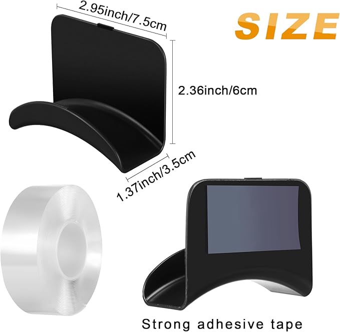 12 Pcs Headphone Wall Hangers Adhesive Gaming Headset Holder Hooks for Wall Mount Strong Universal Stand Hooks for Most Headphone Controller, Hat, Baseball Caps, Closet, Door (Black)