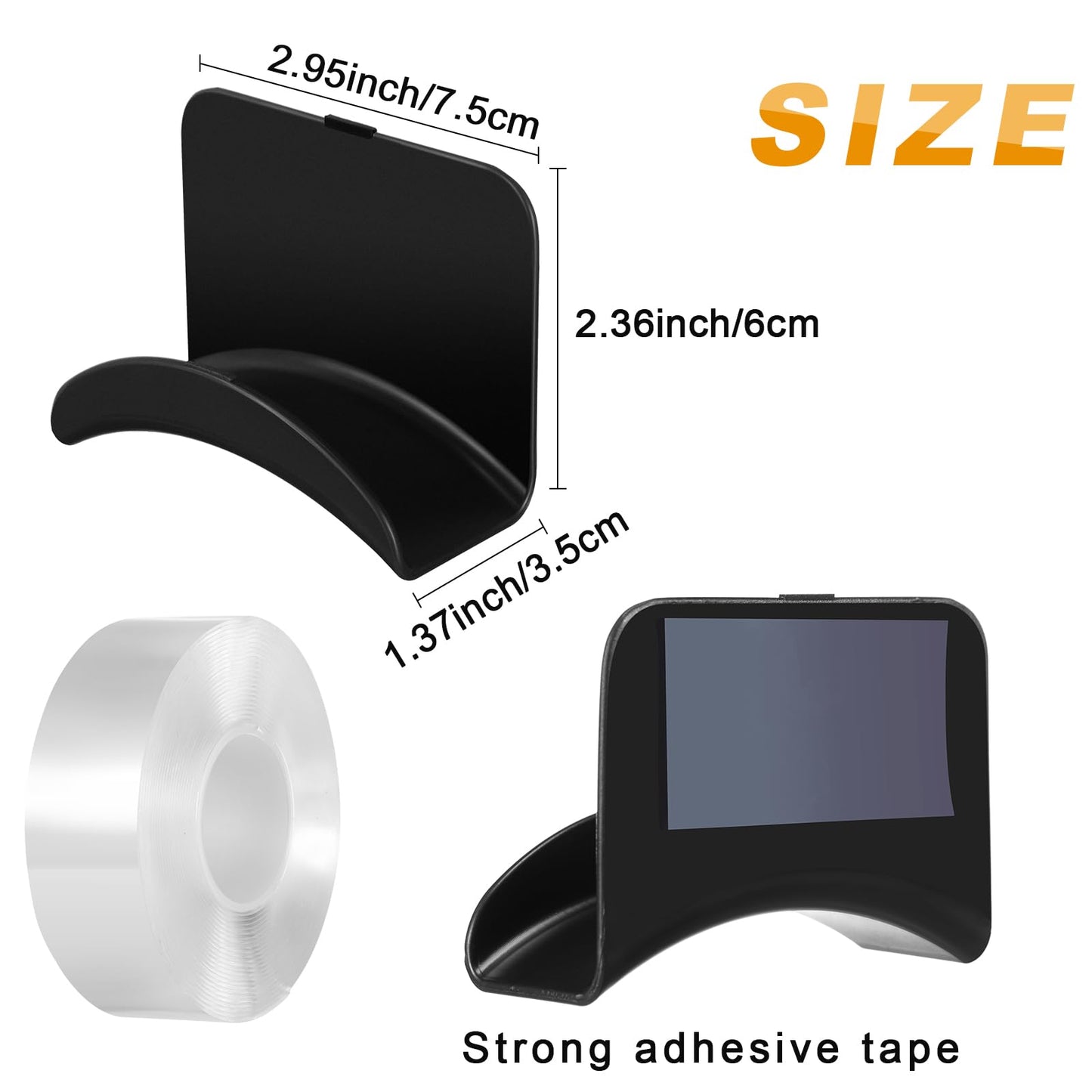 Wonderjune 60 Pcs Headphone Wall Hangers Adhesive Gaming Headset Holder Hooks for Wall Mount Strong Universal Stand Hooks for Most Headphone Controller, Hat, Baseball Caps, Door, Closet (Black)