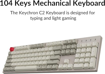 Keychron C2 Full Size Wired Mechanical Keyboard Compatible with Mac, Keychron Red Switch, 104 Keys ABS Retro Color Keycaps Gaming Keyboard for Windows, USB-C Type-C Braid Cable