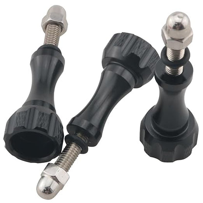 3PCS Black Aluminium Alloy Hand Tightened Screws Length 19.6mm Universal Action Camera Accessories Adapter Screw for Connecting Tripods Selfie Sticks Fill Light