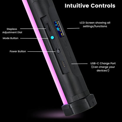 Lume Cube RGB Tube Light Mini for Photo & Video | RGBWW Full Color Tube Light | Bluetooth App Controlled | Millions of Colors | Aluminum Durable Design | 97+ CRI