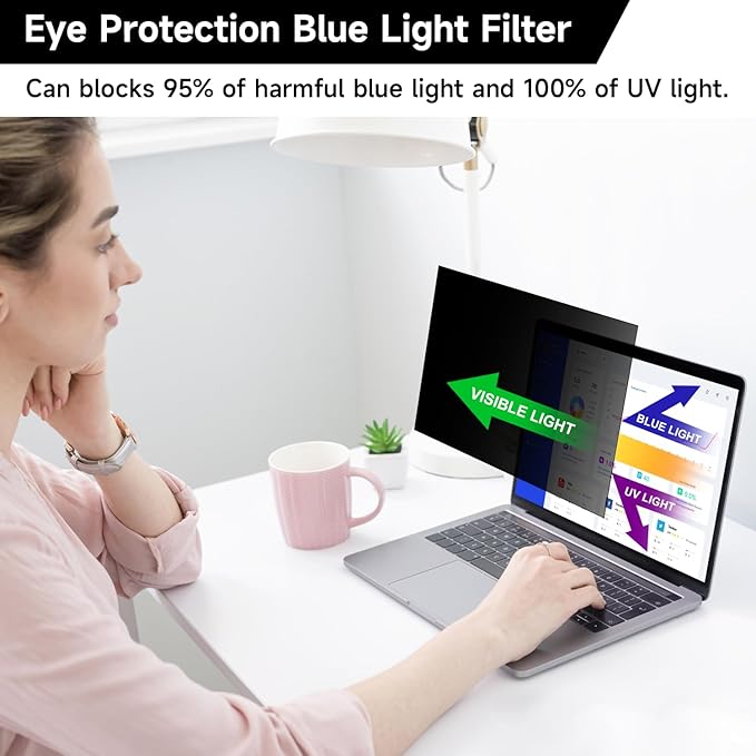 13.3 Inch 1920x1080P (16:9) Laptop Privacy Screen Filter, Anti Blue Light Glare & Anti Scratch Computer Privacy Shield, Not for 13" with 16:10 Aspect Ratio Laptop