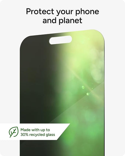 ZAGG Glass Elite Privacy Screen Protector for iPhone 16 Pro - 2-Way Privacy Filter, Ultra-Strong Tempered Glass, 5X Stronger, InvisibleShield, Smudge-Free, Easy Install, Recycled Content