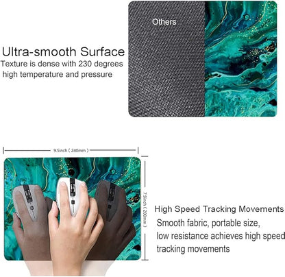 Hokafenle Mouse Pad, Green Marble Mouse Pad Non-Slip Rubber Base Gaming MousePads for Computers Laptop Office, Cute Mouse Pads with Designs for Women, 9.5"x7.9"x0.12" Inch