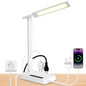Infiway Desk Lamp with USB Charging Port: LED Desk Lamps for Home Office - 1 Type-C, 1 USB-A Charging Port, 2 AC Power Outlets - Touch Control Dimmable 5 Color 5 Brightness