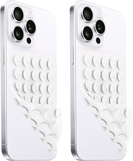 LvShuLiangPin Anteel 2 Pack Silicone Suction Cup Phone Case Mount Double Sided, Hands-Free Strong Grip Silicon Phone Holder, Non Slip Phone Accessories for Selfies and Videos (Translucent)