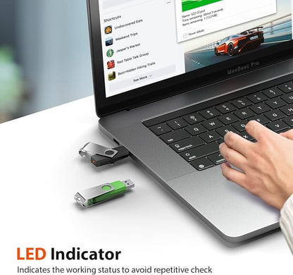 Aiibe 128GB Flash Drive 2 Pack 128GB USB Flash Drive Thumb Drive Zip Drive USB 2.0 Memory Stick USB Drive with Keychain (128G, 2 Colors: Black Green)