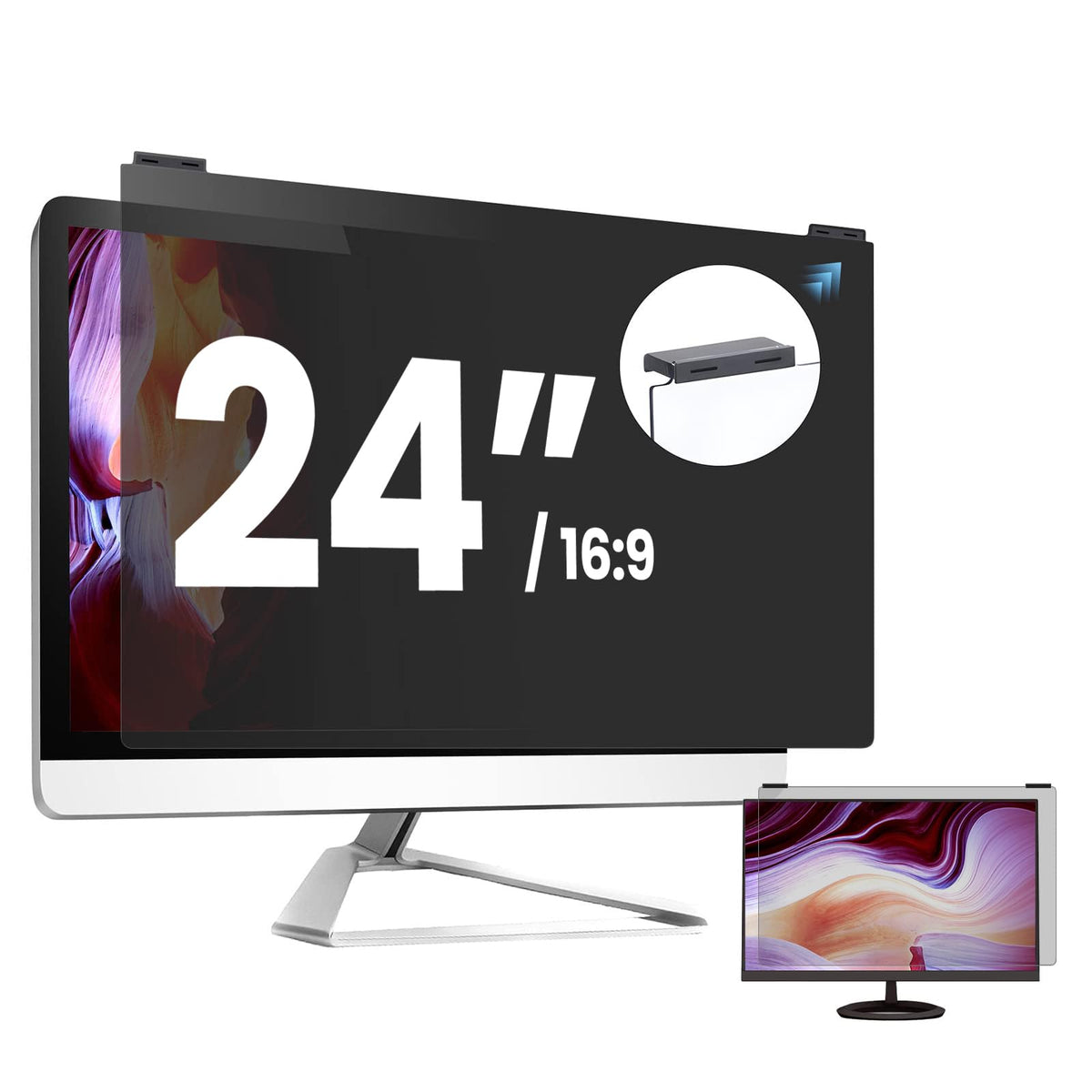 Verponity Computer Privacy Screen Filter 27 Inch, 9H Hardness Hanging Computer Screen Privacy Shield Compatible with 16:9 Widescreen Monitor, Eye Protection and Blue Light Blocks