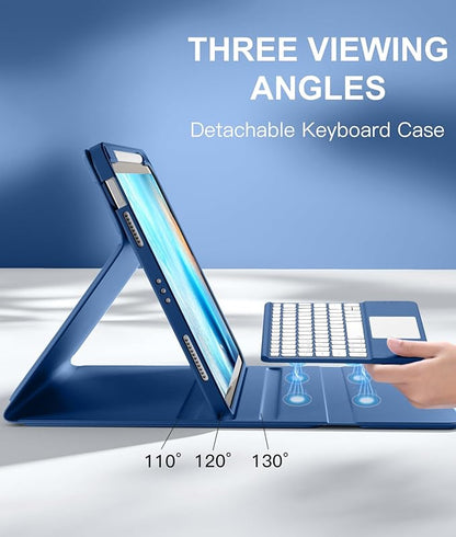 Compatible with iPad Air 11 Inch & Air 5th/ Air 4th Generation Case with Keyboard - Multi-Touch Trackpad, 7-Color Backlit, Detachable Folio Cover for Air 11-inch M3/M2 (2025/2024) (Navy Blue)