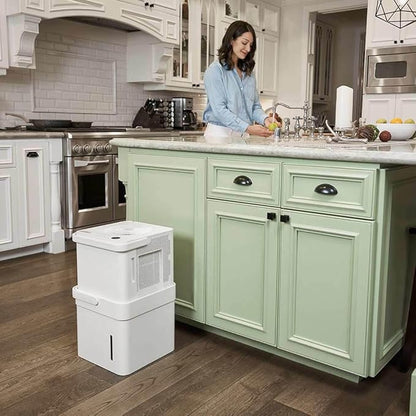 Midea Cube 50 Pint Dehumidifier for Basement and Rooms at Home for up to 4,500 Sq. Ft., Smart Control, Compatible with Alexa (White), Drain Hose Included, ENERGY STAR Most Efficient 2023