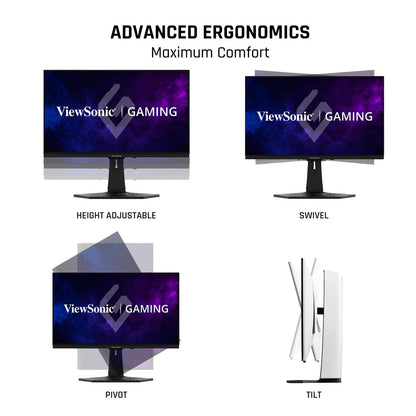 ViewSonic XG272-2K-OLED 27 Inch 1440p 240Hz OLED Ergonomic White Gaming Monitor with up to 0.01ms, FreeSync Premium, G-Sync Compatibility, RGB, and USB-C, HDMI v2.1, DP Inputs