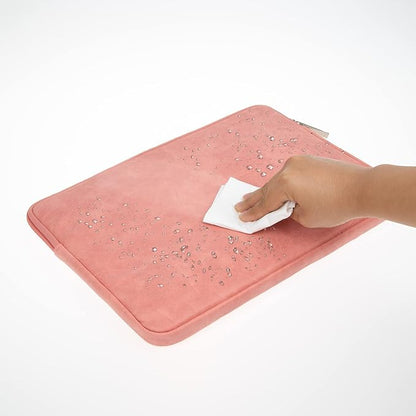 RAINYEAR 15.6 Inch Laptop Sleeve Protective Case PU Suede Leather Zipper Padded Cover Water Resistant Carrying Bag Compatible with 15.6" Notebook Computer Chromebook(Coral)