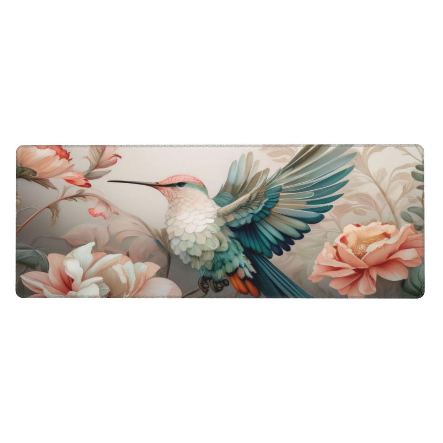 Gaming Mouse Pad, Large Non-Slip Rubber Base Mousepad, Keyboard Mouse Mat, Desk Pad with Stitched Edges, 31.5x11.8inch, Art Bird Flower