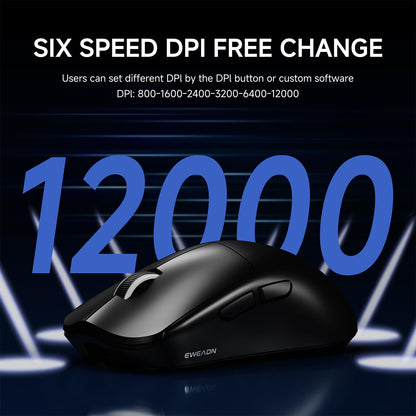 SEUNKWANG EWEAND X23 Pro Gaming Mouse, Tri-Mode 2.4G/USB-C/Bluetooth Wireless Mouse, PAW3311 Sensor, 12,000 DPI, 59g Lightweight, 1ms Ultra-Low Delay, Gaming & Computer Mouse for Laptop/PC/Mac-Black