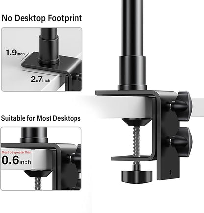 2-Pack Camera Desk Mount Stand with 1/4" Ball Head and Cold Shoe Mount Adapter,12.9-22" Tabletop Mounts Stand, Adjustable Aluminum Desktop Light Stand, for DSLR Camera, Ring Light, Video Light