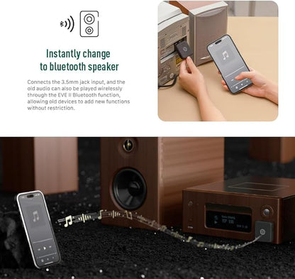 ADAM elements EVE II Bluetooth Transmitter + Receiver - Wireless Audio Adapter w/Foldable Dual 3.5 mm AUX Plug for Nintendo Switch, TV, Home/Car Stereo, Airline in-Flight Systems
