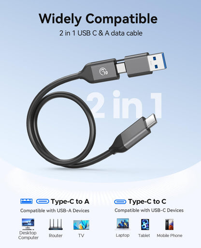 ORICO 256GB Portable SSD with 2 in 1 USB C/A Cable, Up to 460MB/s,Black