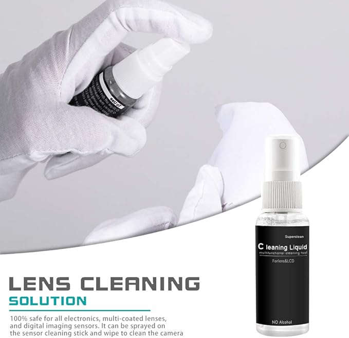 Professional Camera Cleaning Kit (with Waterproof Case),Including Cleaning Solution/5 APS-C Cleaning Swabs/Lens Pen/Air Blower/Cleaning Cloth for DSLR Cameras(Canon,Nikon,Sony)