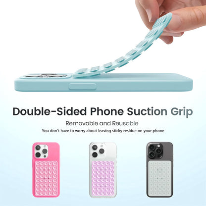 DreamsLink.LC Silicone Double-Sided Suction Phone Mount, BabyPink+Babyblue