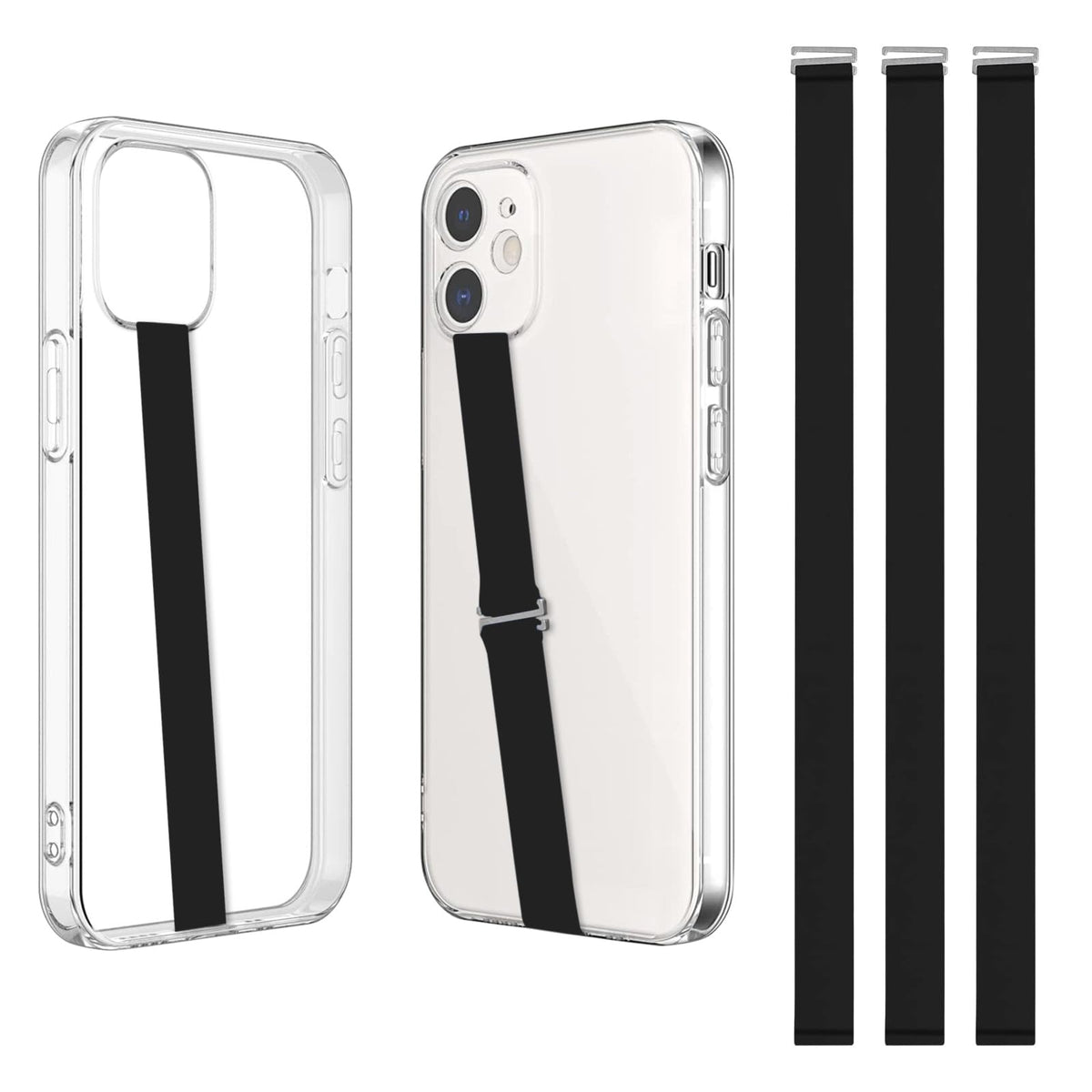 TEAMOLA Silicone Phone Grip Strap, Anti-Slip Phone Hand Holder Black 210