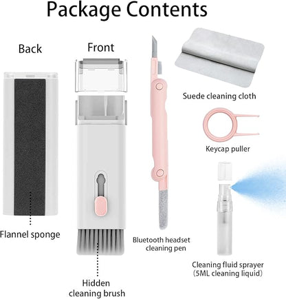7 in 1 Electronic Cleaner kit - Keyboard Cleaner, Keyboard Cleaning Kit, Laptop Cleaner with Brush, Electronic Cleaner for Airpods pro/Laptop/Phone/Computer/Screen (Give Away a Flannel Cloth) Pink