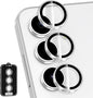 for Samsung Galaxy S24 FE Camera Lens Protector, Individual Metal Ring Tempered Glass Lens Cover, [Strong Adsorption] Scratch Resistant Ultra-Thin HD Clear Lens Cover, 1 Set-Slivery Ring