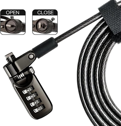 I3C Laptop Cable Lock 4 Digital Combination Lock Security Computer Cable Lock Anti Theft Combination Lock Compatible for Tablet Laptop (10 Packs)