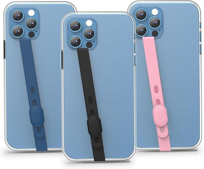 3 PCS Phone Loop Strap Clip Finger Grip Holder Stretchable Flexible Elastic Silicone Hand Band Ultra Slim Adjustable Wireless Charging Universal for Most Phones Cases Black Pink Blue