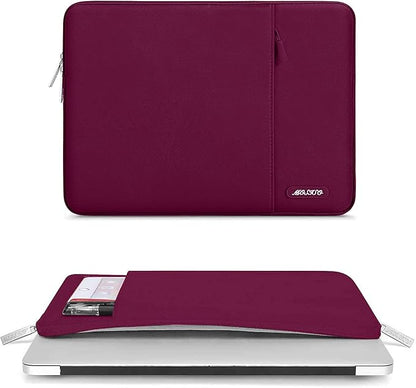 MOSISO Laptop Case 12.3 inch, 11.6-12.3 inch Laptop Sleeve Compatible with MacBook Air 11.6, Acer HP Dell Lenovo Samsung, Surface Pro, Polyester Vertical Computer Sleeve Bag with Pocket, Wine Red