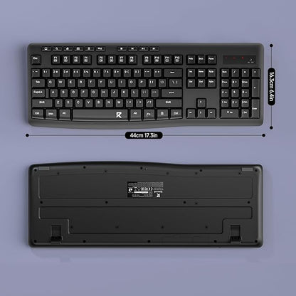Redragon BK-7367 2.4G Wireless Keyboard, Membrane Computer Keyboard with 10 Individual Multimedia Keys, Spill Resistant Adjustable Kickstand AA Battery