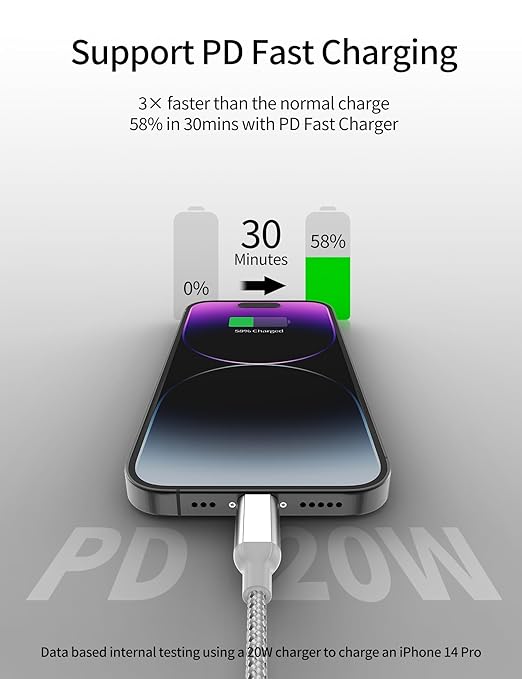 1ft USB C to Lightning Cable Short, [Apple MFi Certified] 2Pack USB C iPhone Charger PD Fast Charging, 12inch Nylon Braided Type C to Lightning Cord for iPhone 14 13 12 11 Pro Max Mini XR XS 8 SE iPad