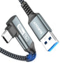 SUNGUY 10Gbps USB A to USB C Cable Right Angle, Android Auto Cable(4FT)