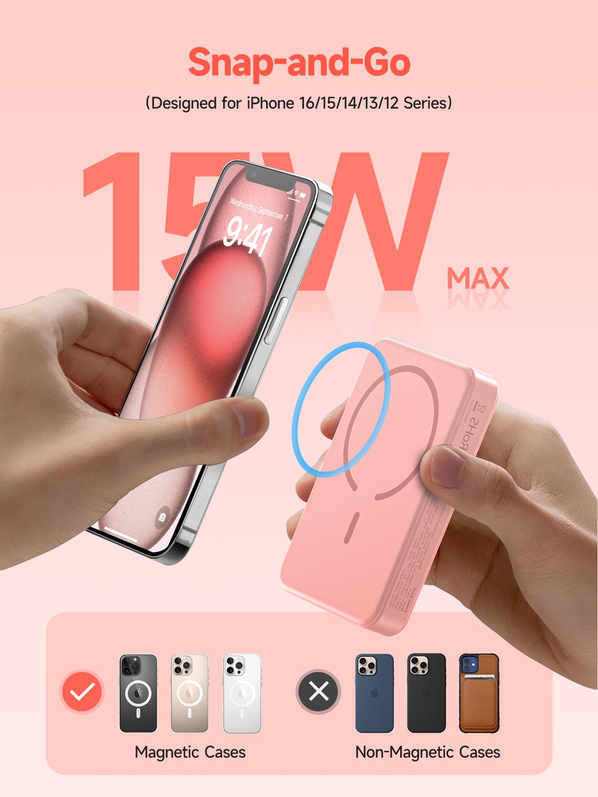 LVFAN for Magnetic Power Bank 10000mAh, Fast Charging Wireless Magnetic Portable Charger with Built-in USB C in&Out Cable, Travel LED Display Battery Pack for iPhone 17 16 15 14 13 12