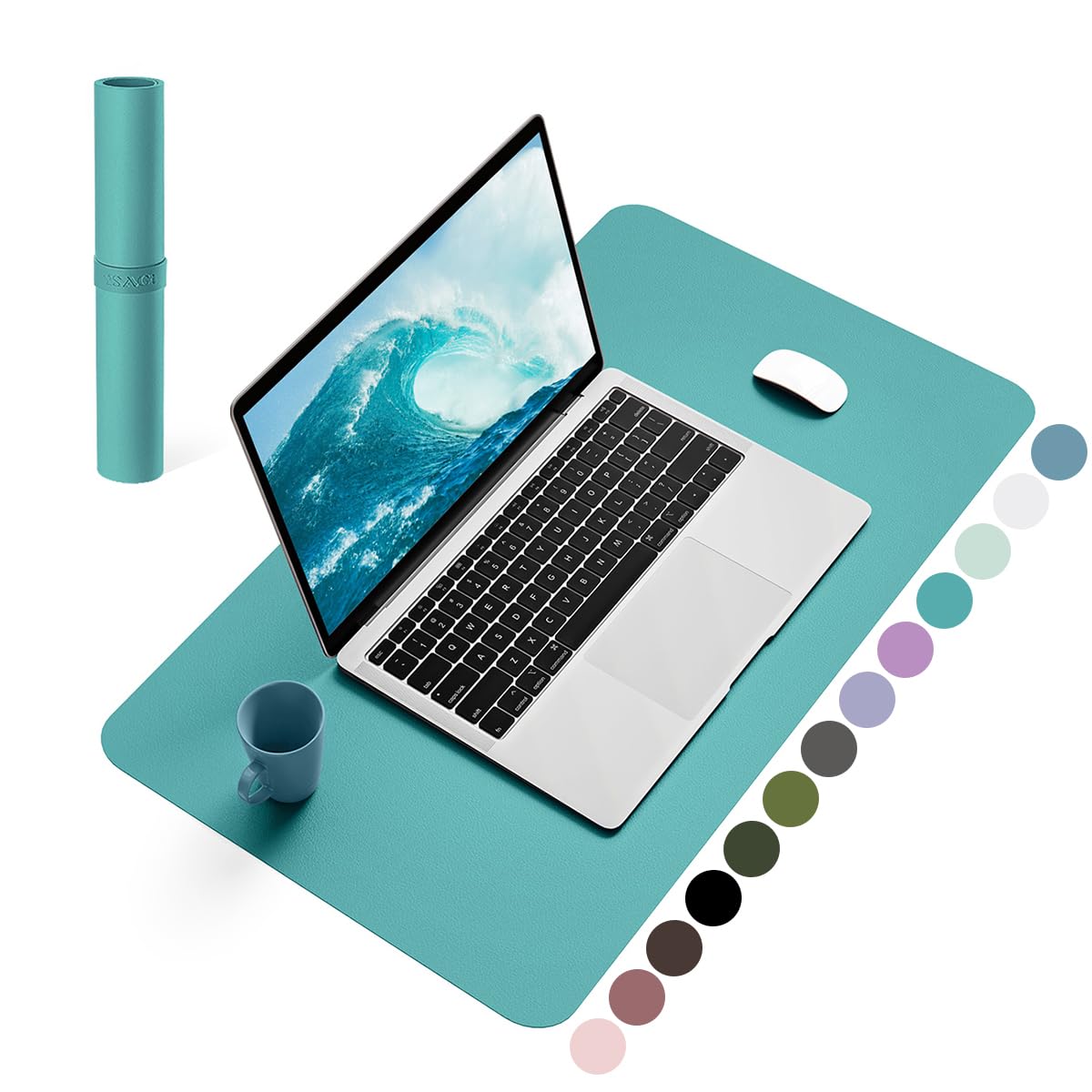 YSAGi Non-Slip Leather Desk Pad, Waterproof Laptop Computer Desk Keyboard Mat, Table Protector Blotter Mat, Large Mouse Pad for Office/Work/Home/Decor(Black, 31.5" x 15.7")