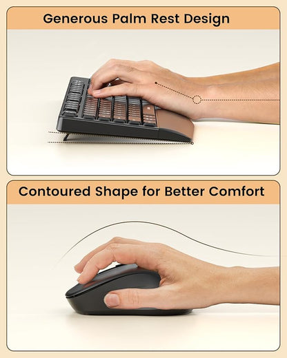 seenda Bluetooth Keyboard and Mouse, COE200 USB + Bluetooth Multi Device, Ergonomic Keyboard Mouse Set, Full-Size Wireless Combo Compatible for Mac OS/Windows PCs Computers Laptops MacBooks - Black