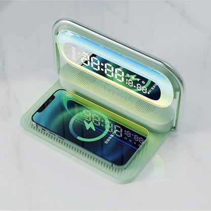 4-in-1 Multifunction Mobile Wireless Charger with Colorful Night Lights, Bluetooth Speaker, Digital Clock Alarm ; M11