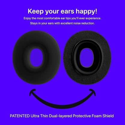 Patented AirFoams Pro Ultra V5.0 Memory Foam Ear Tips with Foam Shield for AirPods Pro 1st & 2nd Gen, Latest Version, Lifetime Replacement, Secure, Comfortable, Replacement Tip (SML)