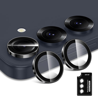 Avocase for Samsung Galaxy S25 Plus Camera Lens Protector, Individual Metal Ring Tempered Glass Lens Cover, [Strong Adsorption] Scratch Resistant Ultra-Thin HD Clear Lens Cover, 1 Set-Black Ring