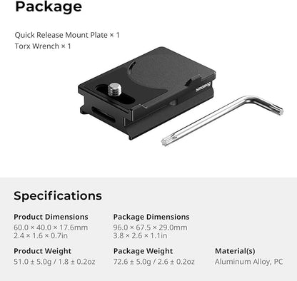 SMALLRIG Mount Plate for AirTag, Quick Release Camera Mount Baseplate for Arca-Type, Built-in EVA Pad, 1/4"-20 Screws, for FUJIFILM X-H2 / X-T4 / X-T5 / X-T50 / GFX 100S II / F8-X5M / X100V - MD5425