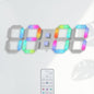 KOSUMOSU LED Wall Clock 15" RGB Digital LED Clock for Living Room Decor, Large Display Gaming Room Clocks, Dimming/12/24 Hr Time/Date/Temp/Remote (White Clock with Neon Light)